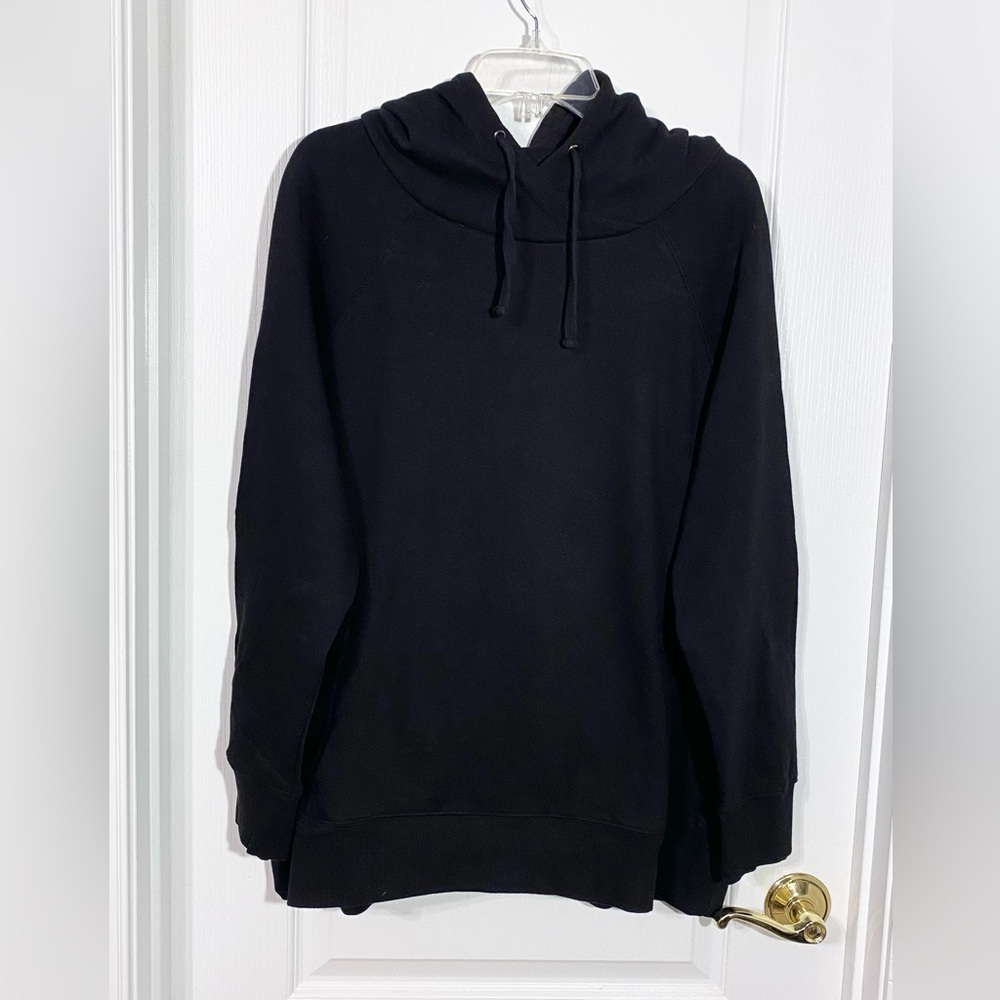 Charles River Ribbed Side Panels Cowl Style Hood Sweatshirt Hoodie Black XXL